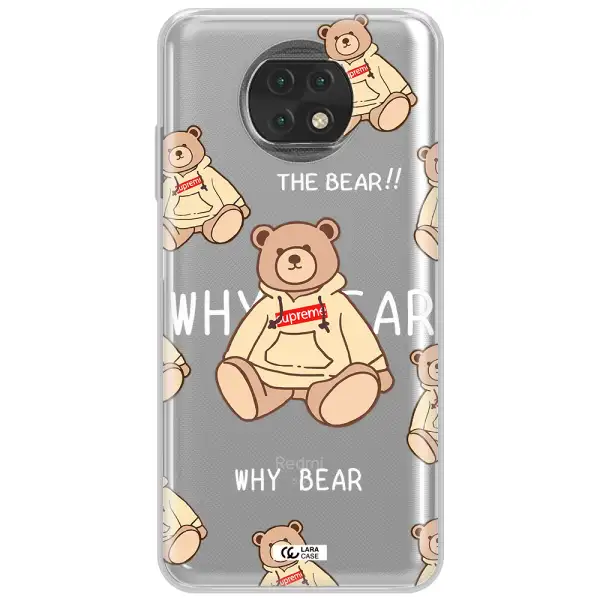 A Pattern Of A Teddy Bear Xiaomi Redmi Note 9T Clear Tpu Case