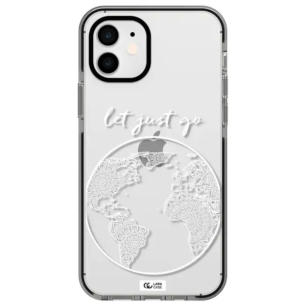 a white background with a circle Apple iPhone 11 impact black border Case