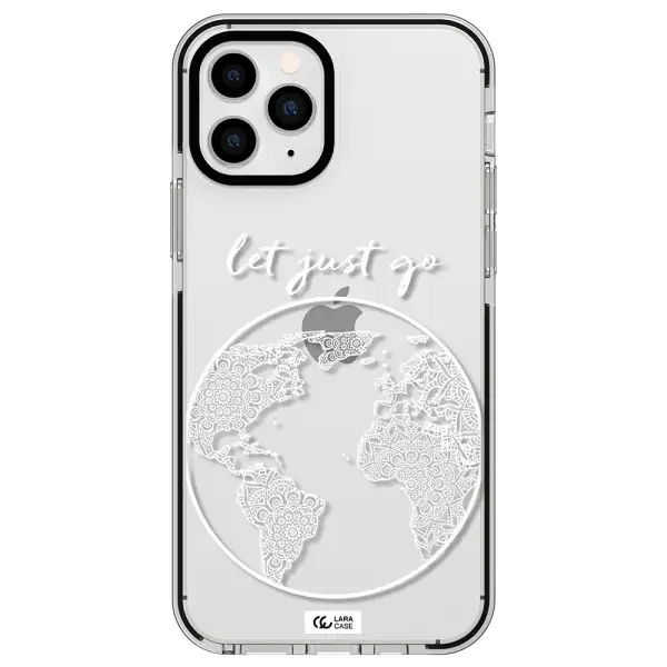 a white background with a circle Apple iPhone 11 pro impact black border Case