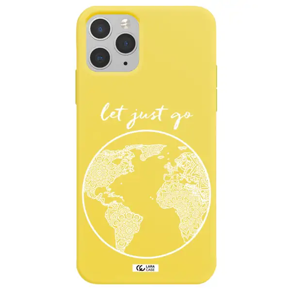 a white background with a circle Apple iPhone 11 pro Silicone canary yellow Case