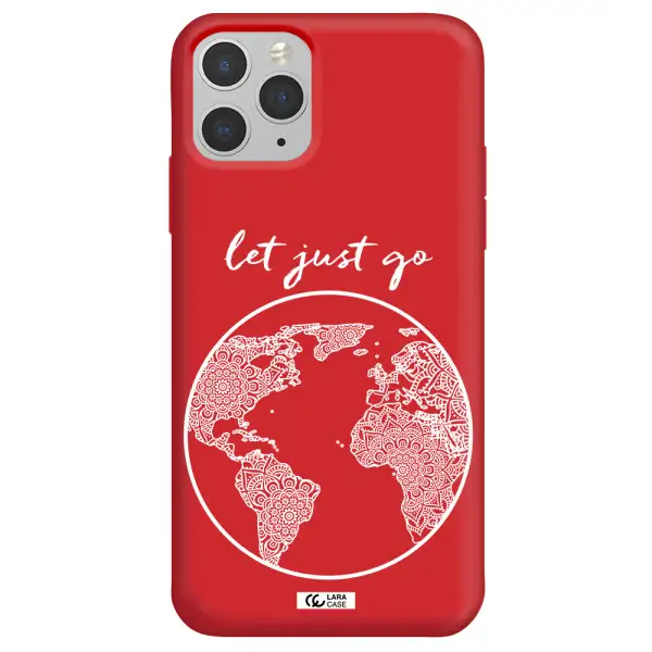 a white background with a circle Apple iPhone 11 pro Silicone Imperial Red Case
