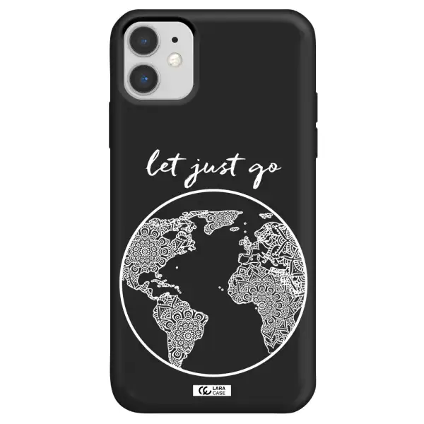 a white background with a circle Apple iPhone 11 Silicone black Case