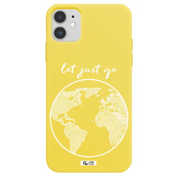 a white background with a circle Apple iPhone 11 Silicone canary yellow Case