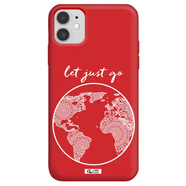a white background with a circle Apple iPhone 11 Silicone Imperial Red Case