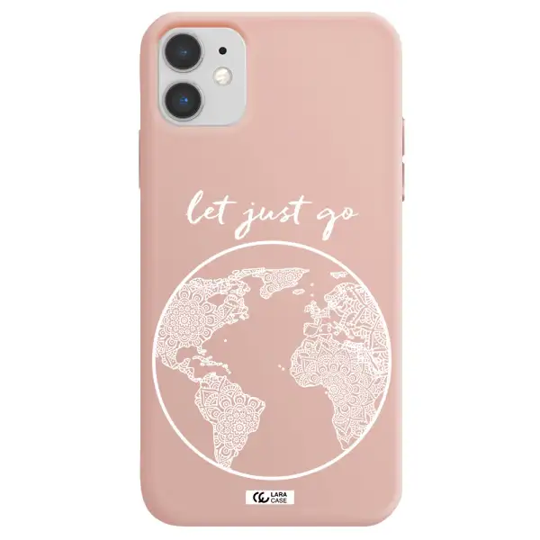 a white background with a circle Apple iPhone 11 Silicone pastel pink Case