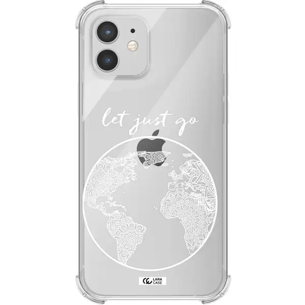 a white background with a circle Apple iPhone 12 Clear PC Case