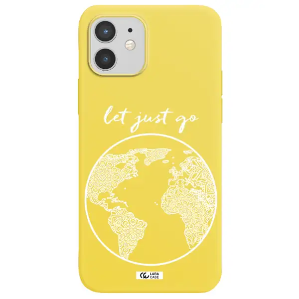 a white background with a circle Apple iPhone 12 mini Silicone canary yellow Case