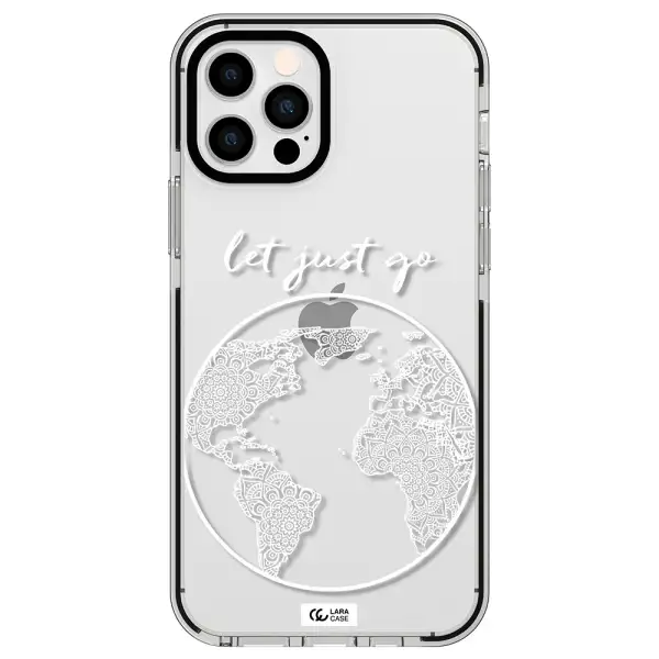 a white background with a circle Apple iPhone 12 pro impact black border Case