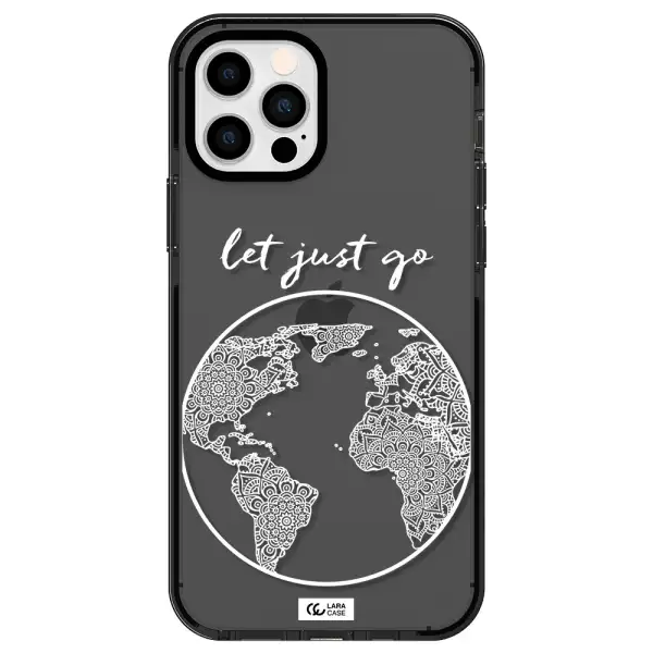 a white background with a circle Apple iPhone 12 pro impact Smoke Black Case