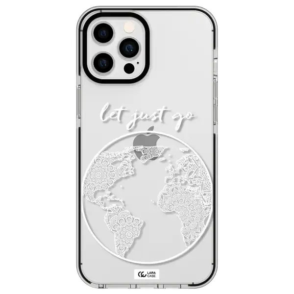 a white background with a circle Apple iPhone 12 pro max impact black border Case