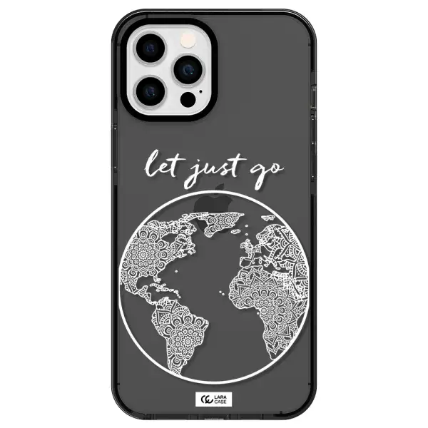 a white background with a circle Apple iPhone 12 pro max impact Smoke Black Case