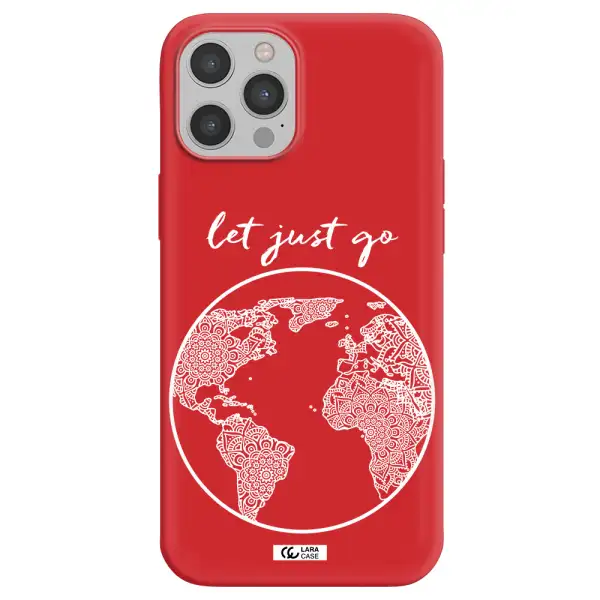 a white background with a circle Apple iPhone 12 pro Silicone Imperial Red Case