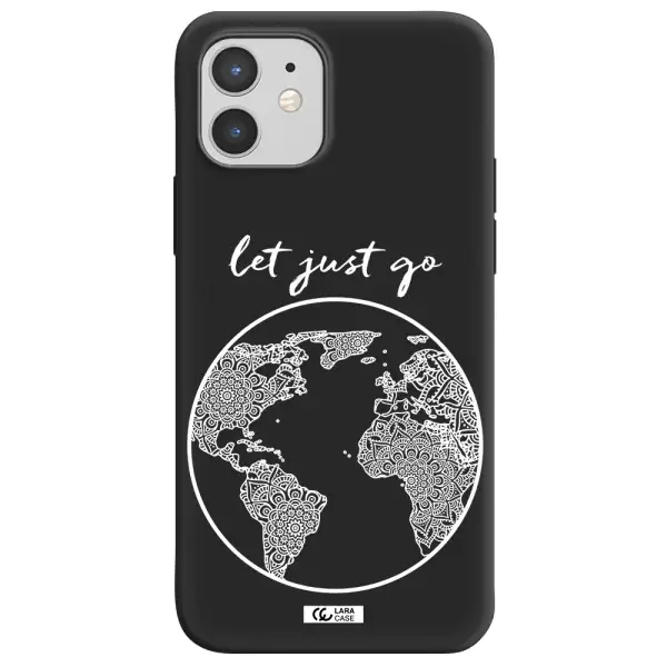 a white background with a circle Apple iPhone 12 Silicone black Case