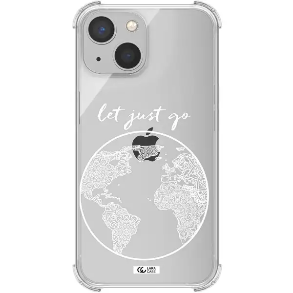 a white background with a circle Apple iPhone 13 Clear PC Case