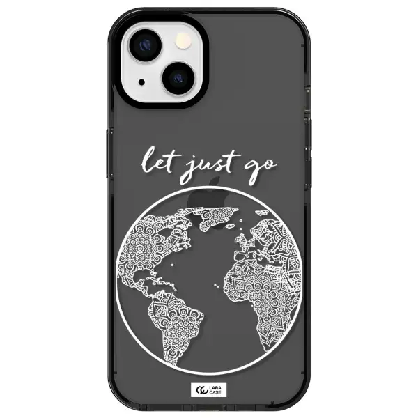 a white background with a circle Apple iPhone 13 impact Smoke Black Case
