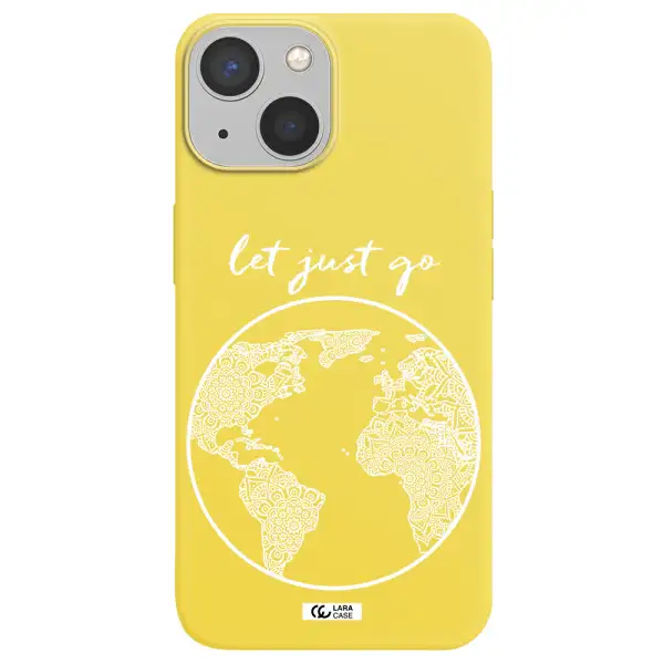 a white background with a circle Apple iPhone 13 mini Silicone canary yellow Case