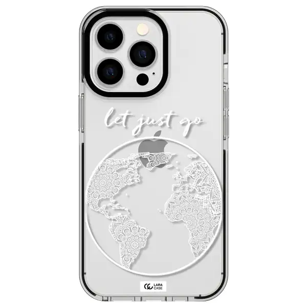a white background with a circle Apple iPhone 13 Pro impact black border Case