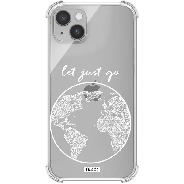 a white background with a circle Apple iPhone 14 Clear PC Case