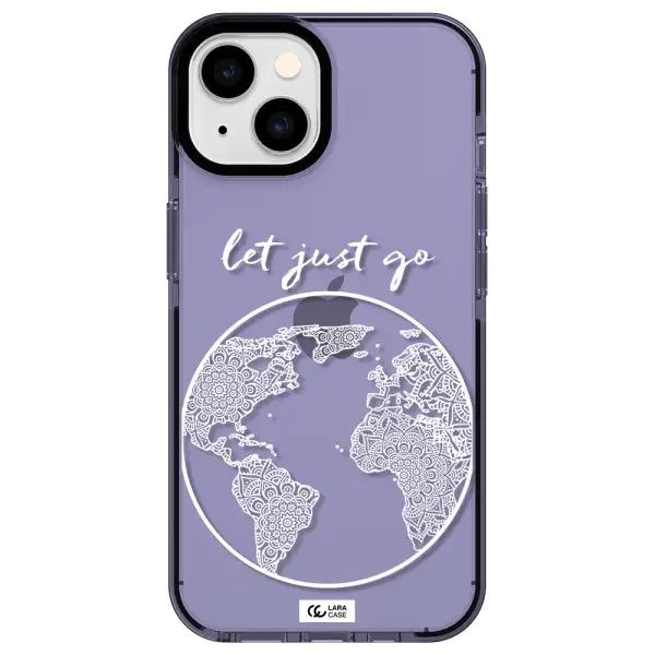 a white background with a circle Apple iPhone 14 impact Lilac Case