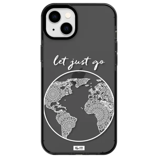 a white background with a circle Apple iPhone 14 plus impact Smoke Black Case