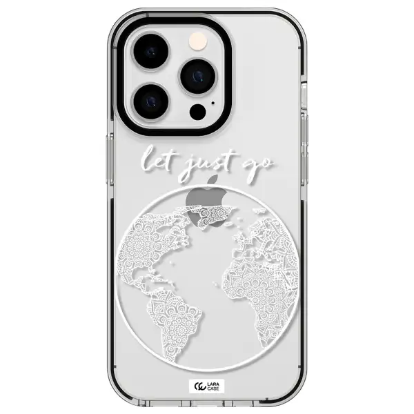 a white background with a circle Apple iPhone 14 pro impact black border Case