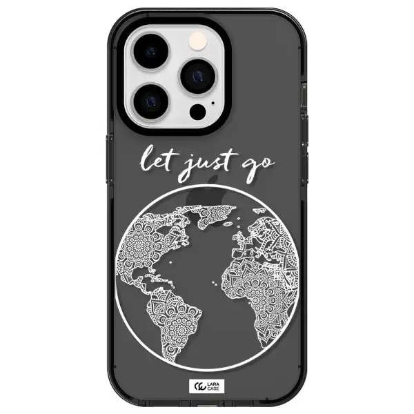 a white background with a circle Apple iPhone 14 pro impact Smoke Black Case