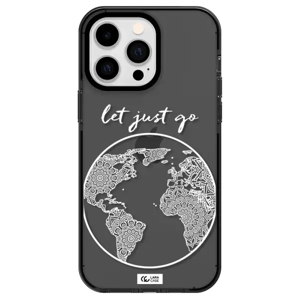 a white background with a circle Apple iPhone 14 pro max impact Smoke Black Case