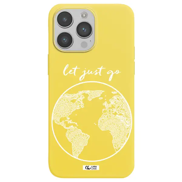 a white background with a circle Apple iPhone 14 pro Silicone canary yellow Case