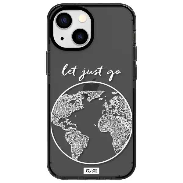 a white background with a circle Apple iPhone 15 impact Smoke Black Case