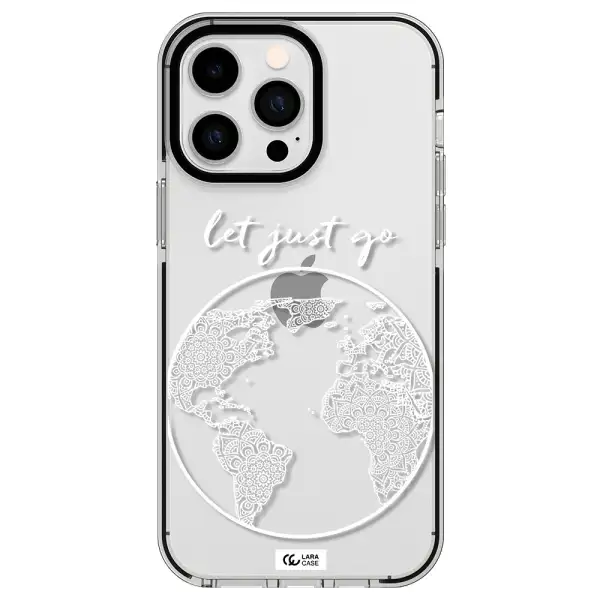 a white background with a circle Apple iPhone 15 Pro impact black border Case