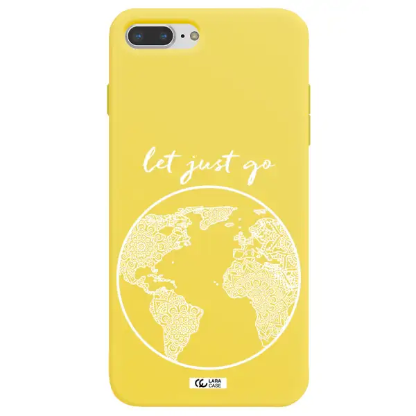 a white background with a circle Apple iPhone 7 plus Silicone canary yellow Case
