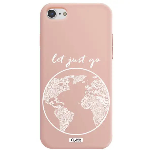 a white background with a circle Apple iPhone 7 Silicone pastel pink Case