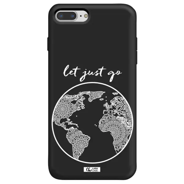 a white background with a circle Apple iPhone 8 plus Silicone black Case