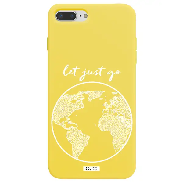 a white background with a circle Apple iPhone 8 plus Silicone canary yellow Case