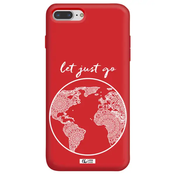a white background with a circle Apple iPhone 8 plus Silicone Imperial Red Case