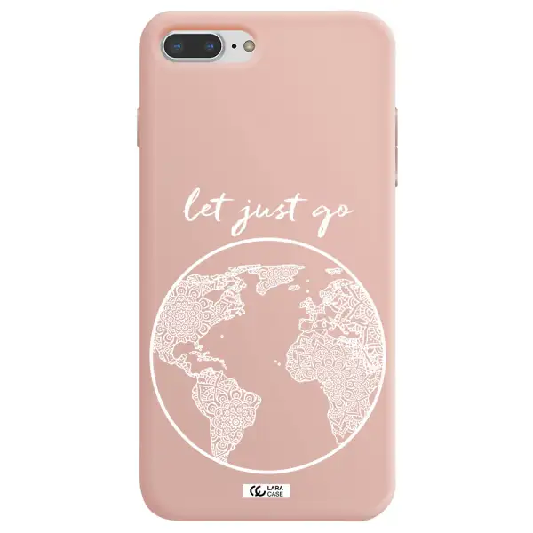 a white background with a circle Apple iPhone 8 plus Silicone pastel pink Case