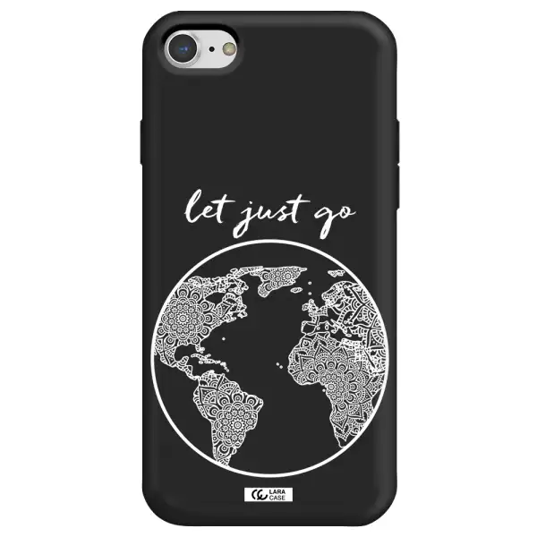 a white background with a circle Apple iPhone 8 Silicone black Case