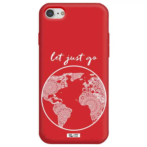 a white background with a circle Apple iPhone 8 Silicone Imperial Red Case