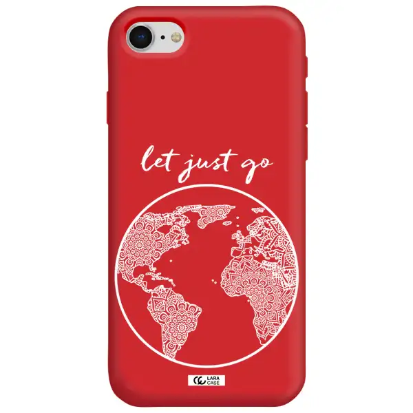 a white background with a circle Apple iPhone se 2020 Silicone Imperial Red Case