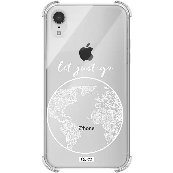 a white background with a circle Apple iPhone XR Clear PC Case