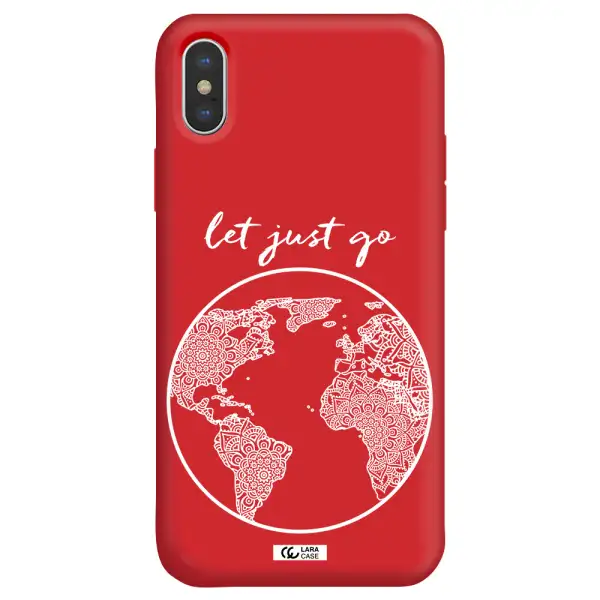 a white background with a circle Apple iPhone XS Silicone Imperial Red Case