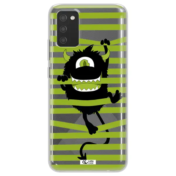 a white background with a circle Samsung A02S Clear TPU Case