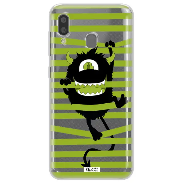 a white background with a circle Samsung A20 Clear TPU Case