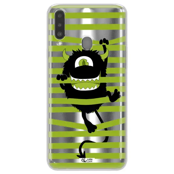 a white background with a circle Samsung A20S Clear TPU Case