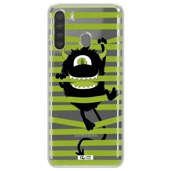 a white background with a circle Samsung A21 Clear TPU Case