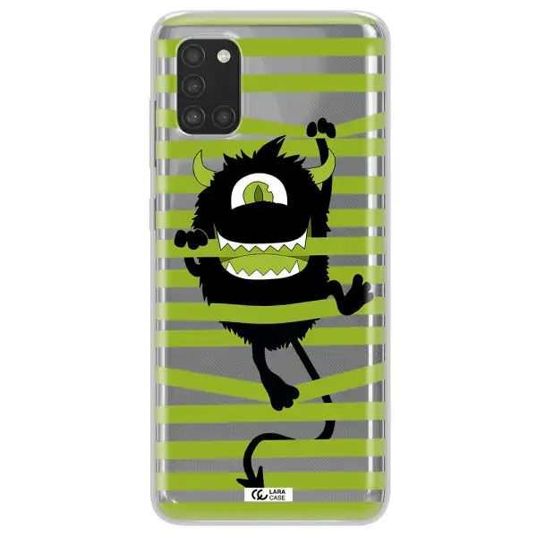 a white background with a circle Samsung A31 Clear TPU Case