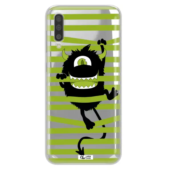 a white background with a circle Samsung A50 Clear TPU Case