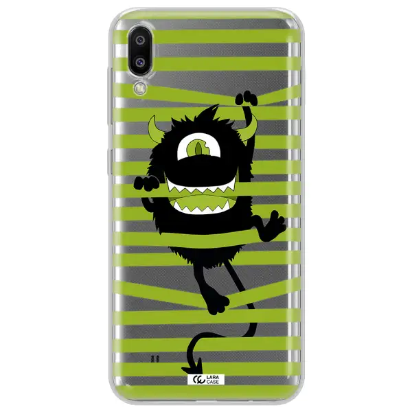 a white background with a circle Samsung M10 Clear TPU Case