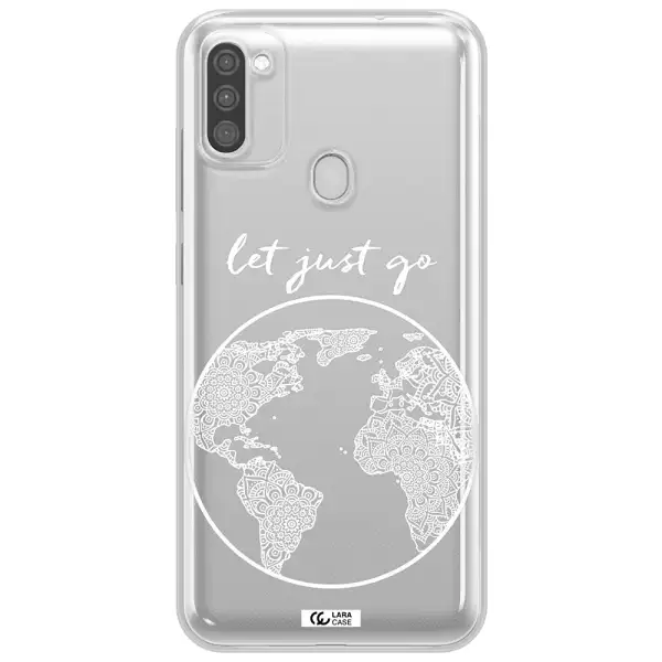 a white background with a circle Samsung M11 Clear TPU Case