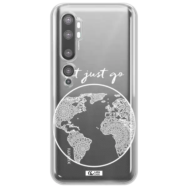 a white background with a circle Xiaomi Mi Note 10 Clear TPU Case